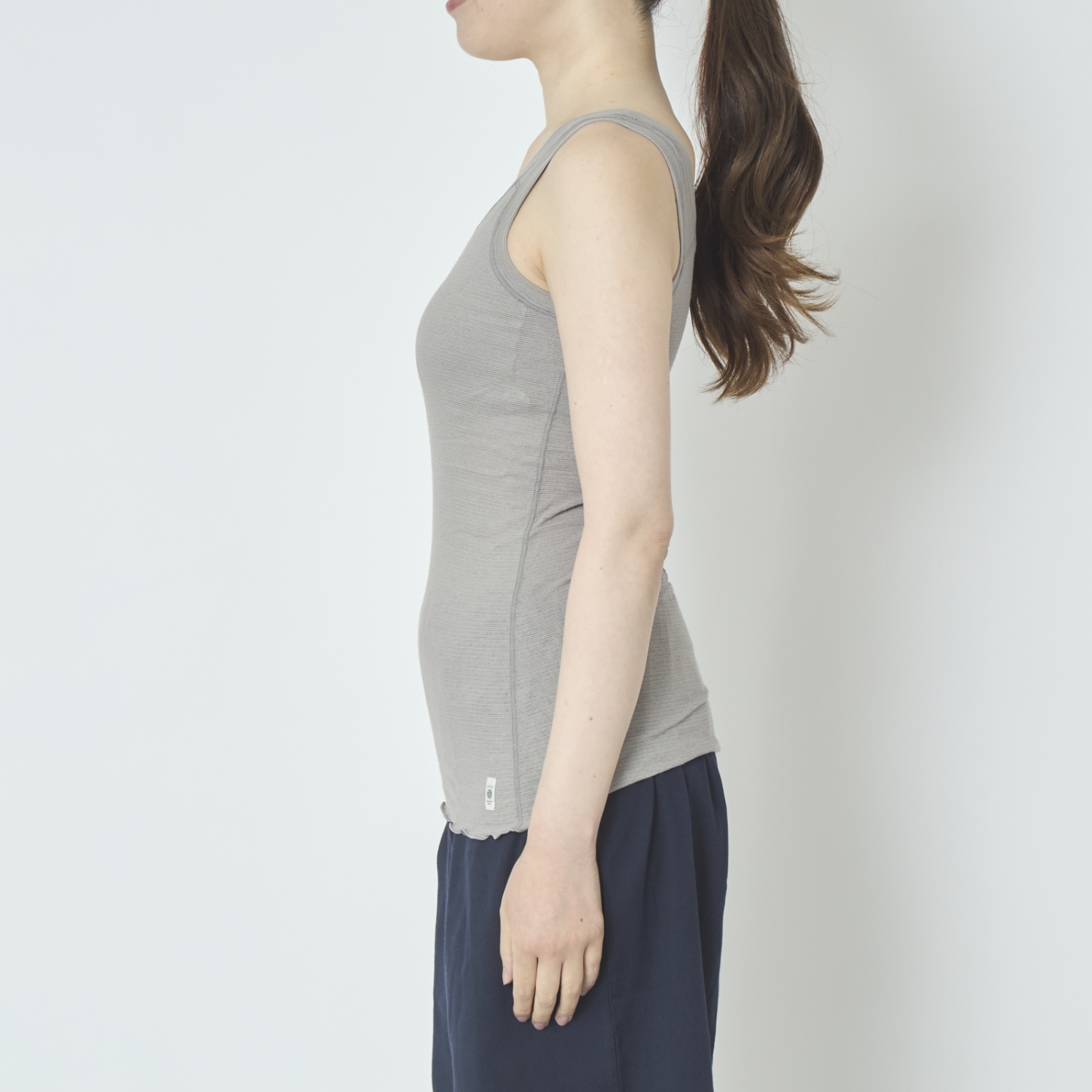 丸福ガーゼ/カップ付無地タンクトップ